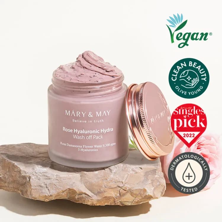 Mary&may Rose Hyaluronic Hydra Wash Off Pack 125g