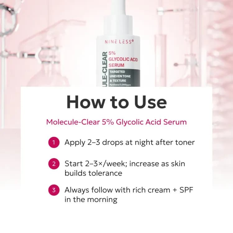 Nine Less Molecule-clear 5% Glycolic Acid Serum 30ml