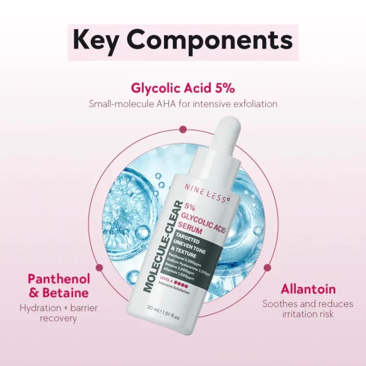 Nine Less Molecule-clear 5% Glycolic Acid Serum 30ml
